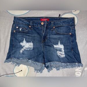 *Guess Darkwash Ripped Shorts